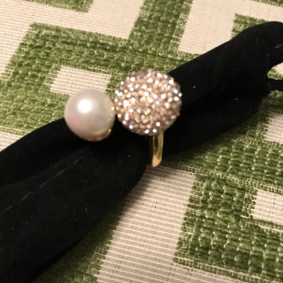 Crystal Pave and Pearl Ring - Picture 2 of 6